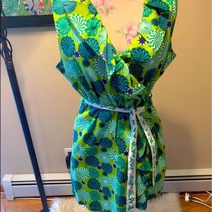 Dizzy Lizzy- Buttoned Ruffled Wrap Dress